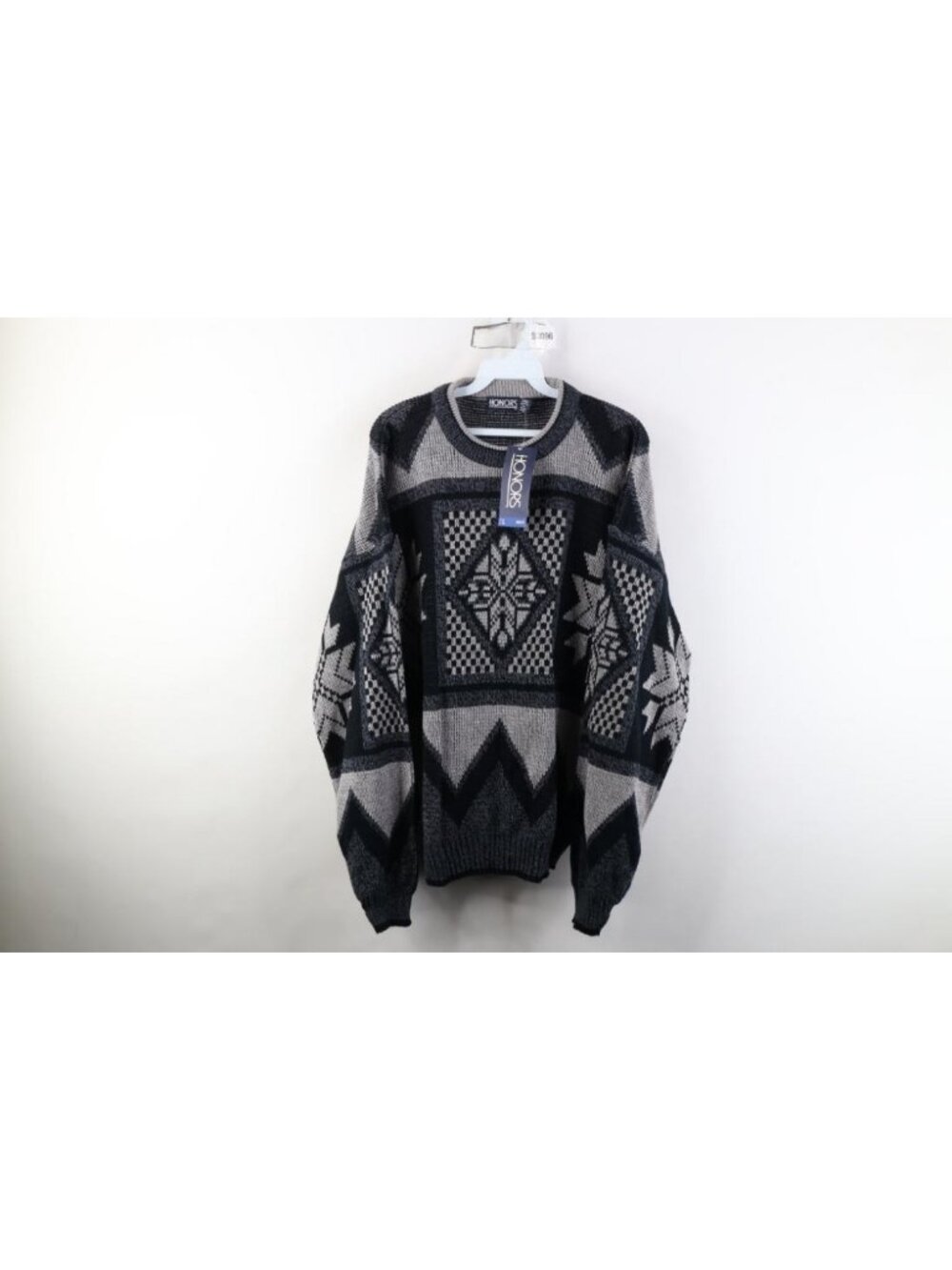 Deadstock Vtg 90s Streetwear Mens L Geometric Fair Isle Snowflake Knit Sweater